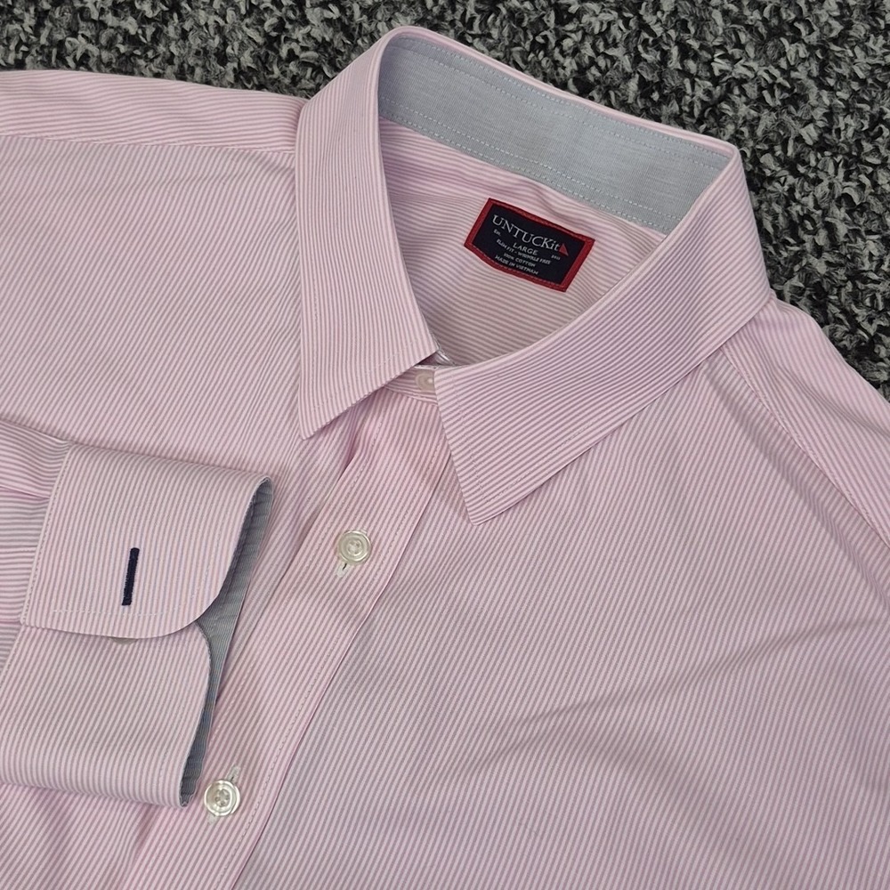Untuckit Long Sleeve Mens Large Slim Flip Cuff Douro‎ WF Button Up Wrinkle Free